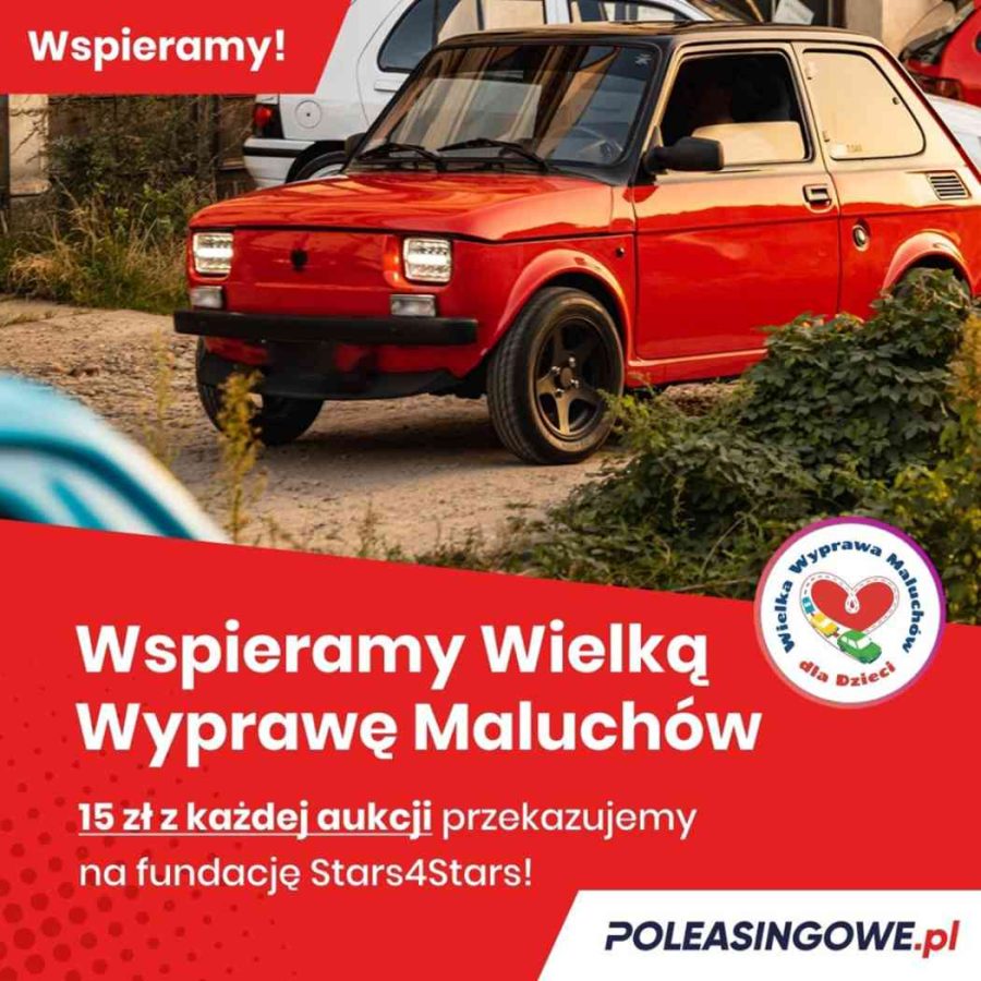 Dwa Fiaty 126p ozdobione logotypami Wielkiej Wyprawy Maluchów podczas Polaris Camp