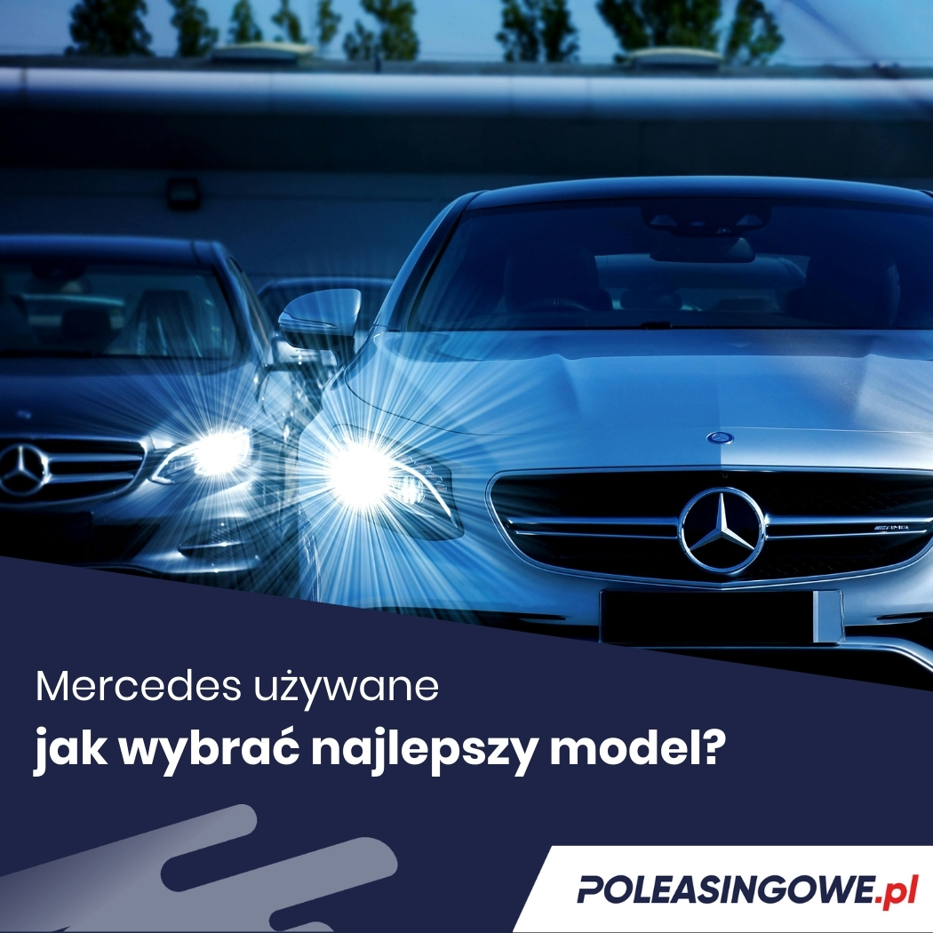 Dwa samochody marki Mercedes-Benz z włączonymi reflektorami, gotowe do jazdy – symbol prestiżu i niezawodności.